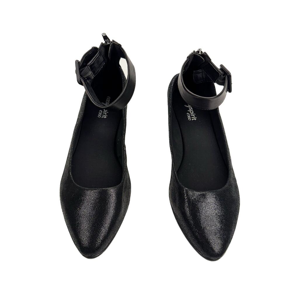 easyspirit e360 Glossy Leather Stretch Pointed Toe Zip Wedge Low Heel 8.5 Wide - Picture 4 of 13
